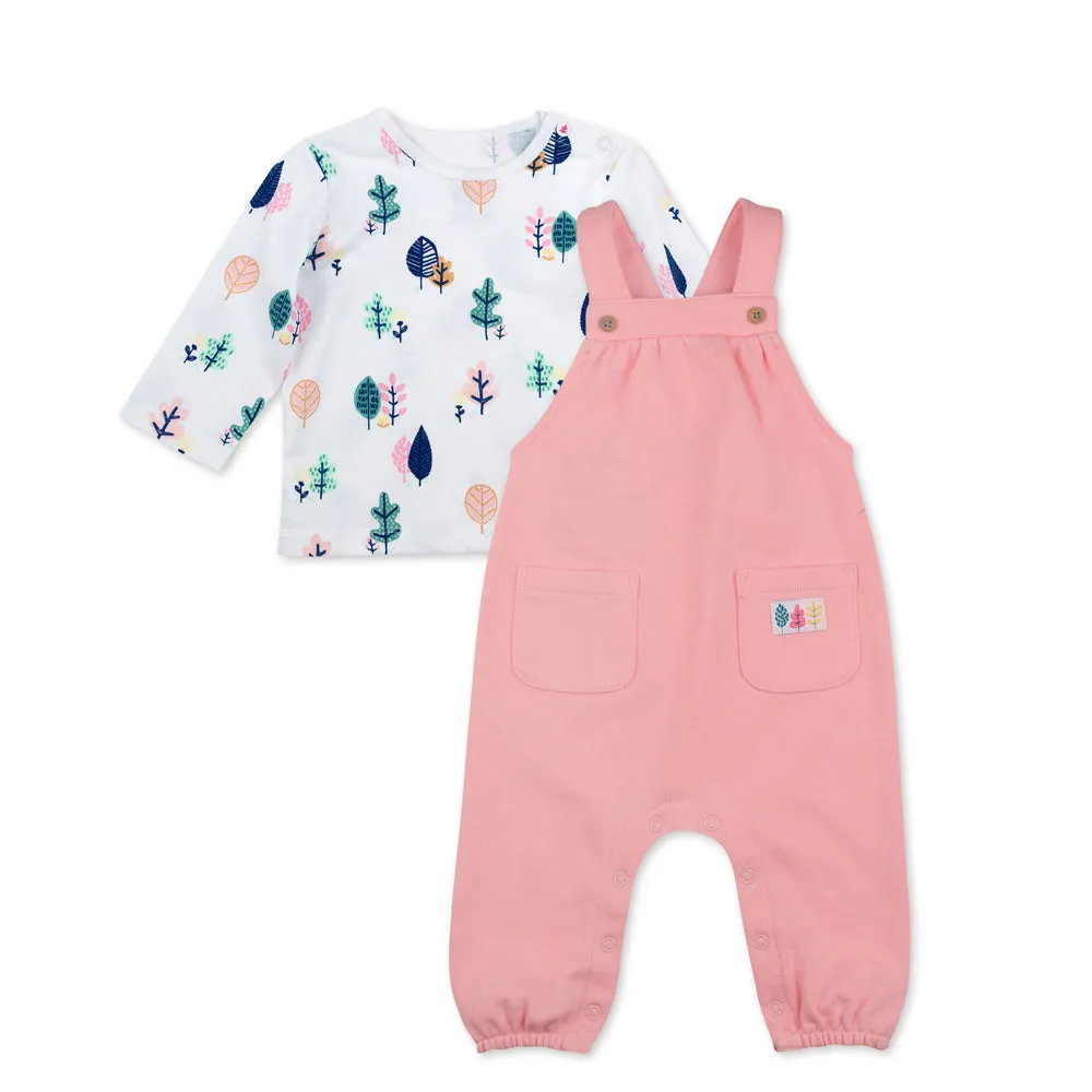 2-Piece Organic Cotton Leaf Overall Set