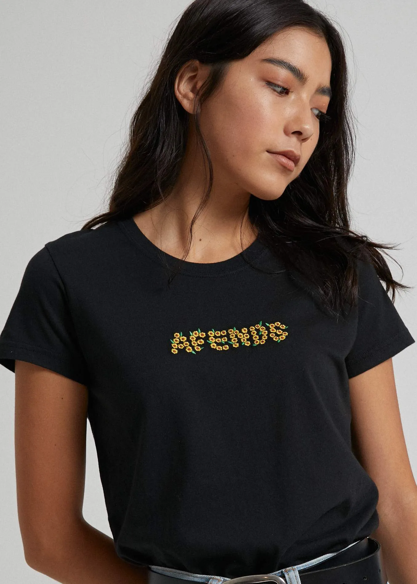 Afends Womens Brodie Bloom - Standard Fit Tee - Black