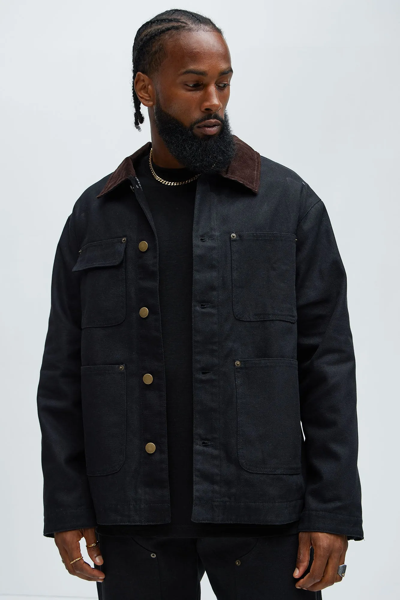 Alexander Utility Canvas Chore Jacket - Black