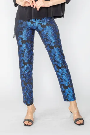 Blue Jacquard Slim Fit Pants