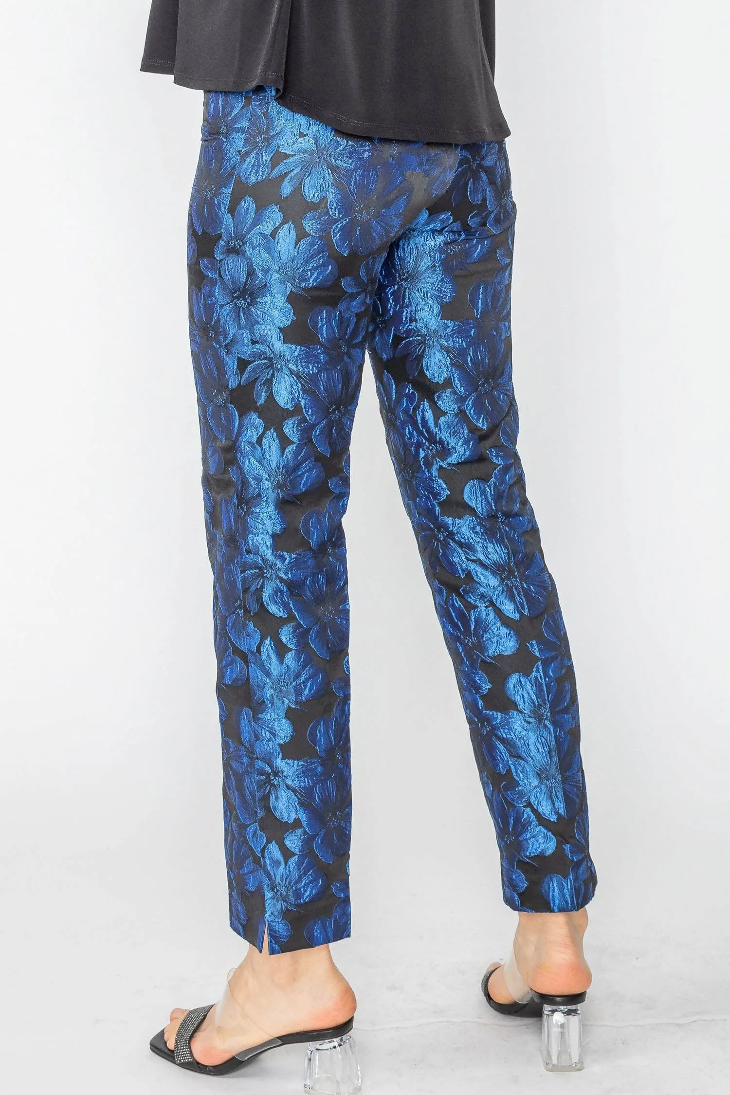 Blue Jacquard Slim Fit Pants