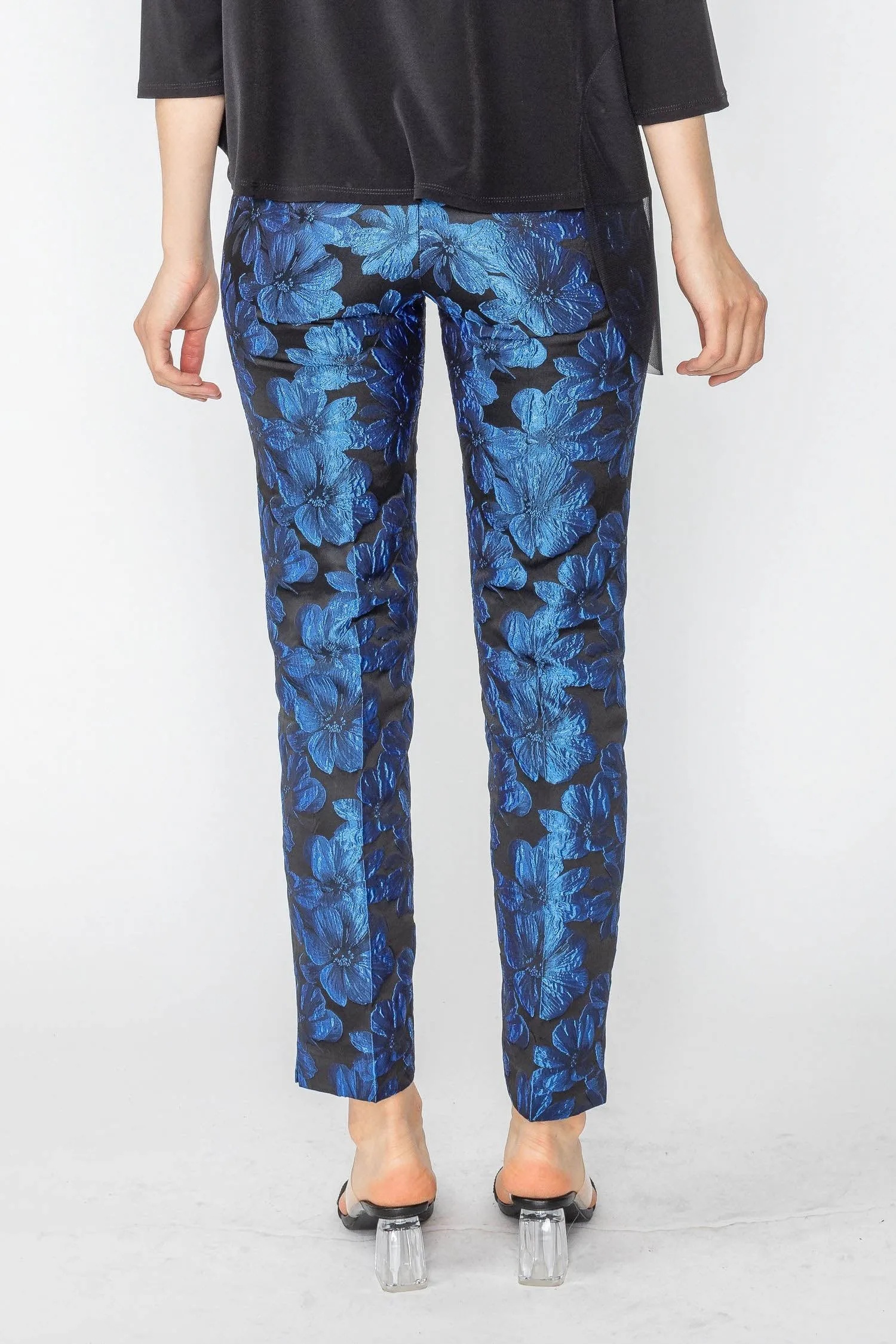 Blue Jacquard Slim Fit Pants