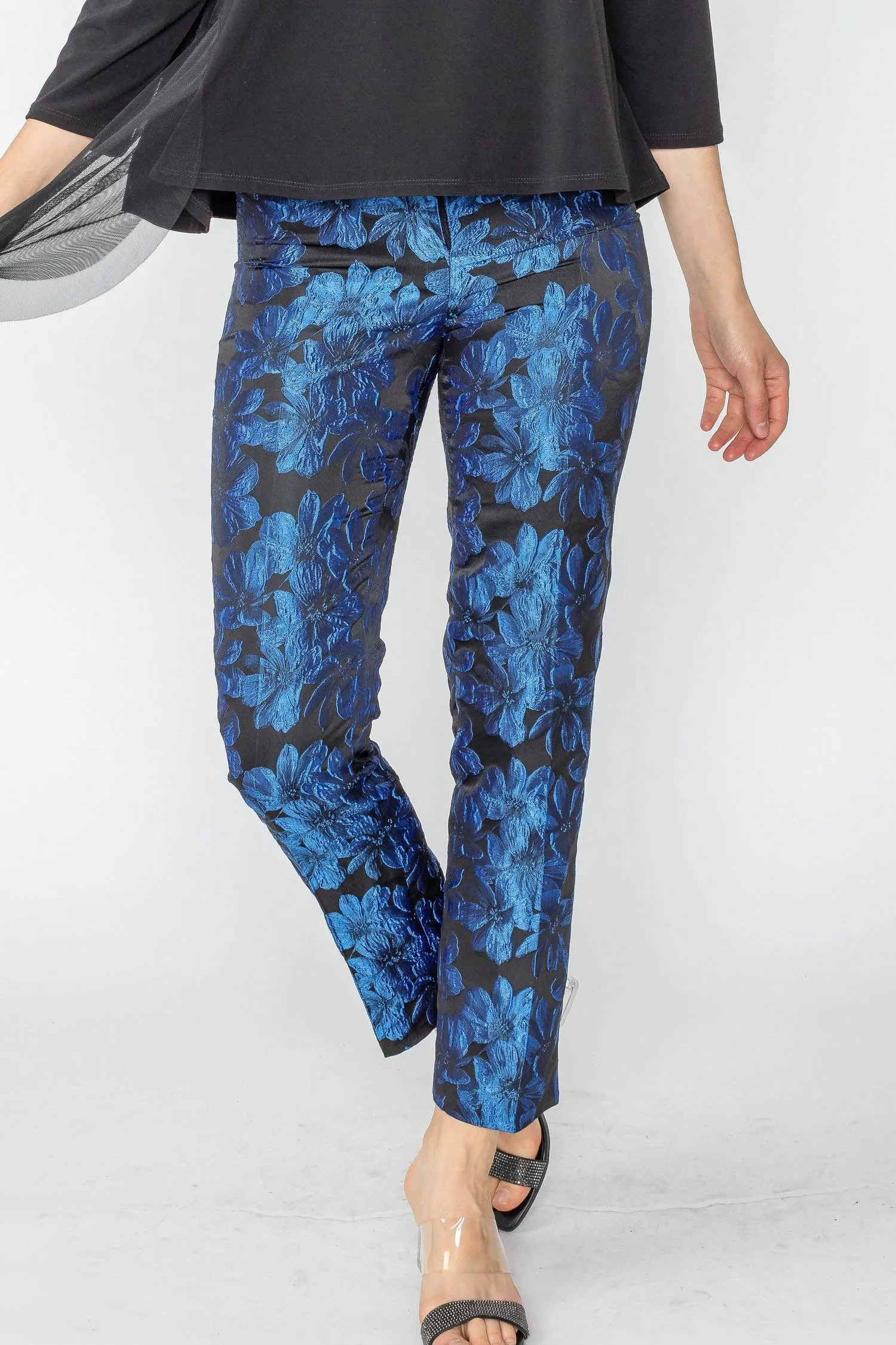 Blue Jacquard Slim Fit Pants