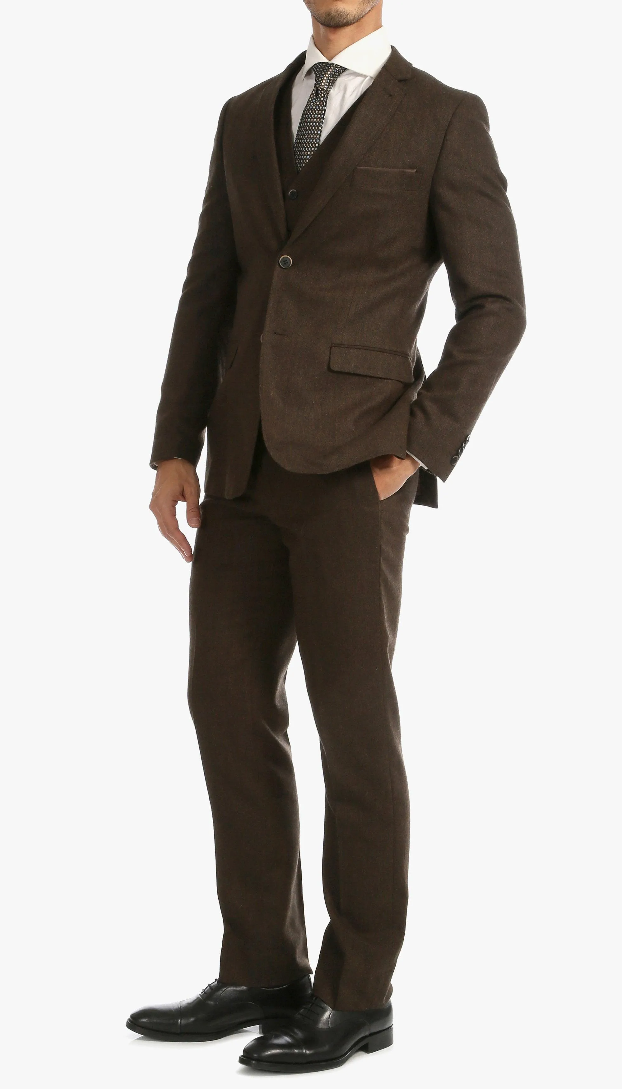 Bradford Cognac Slim Fit 3 Piece Tweed Suit