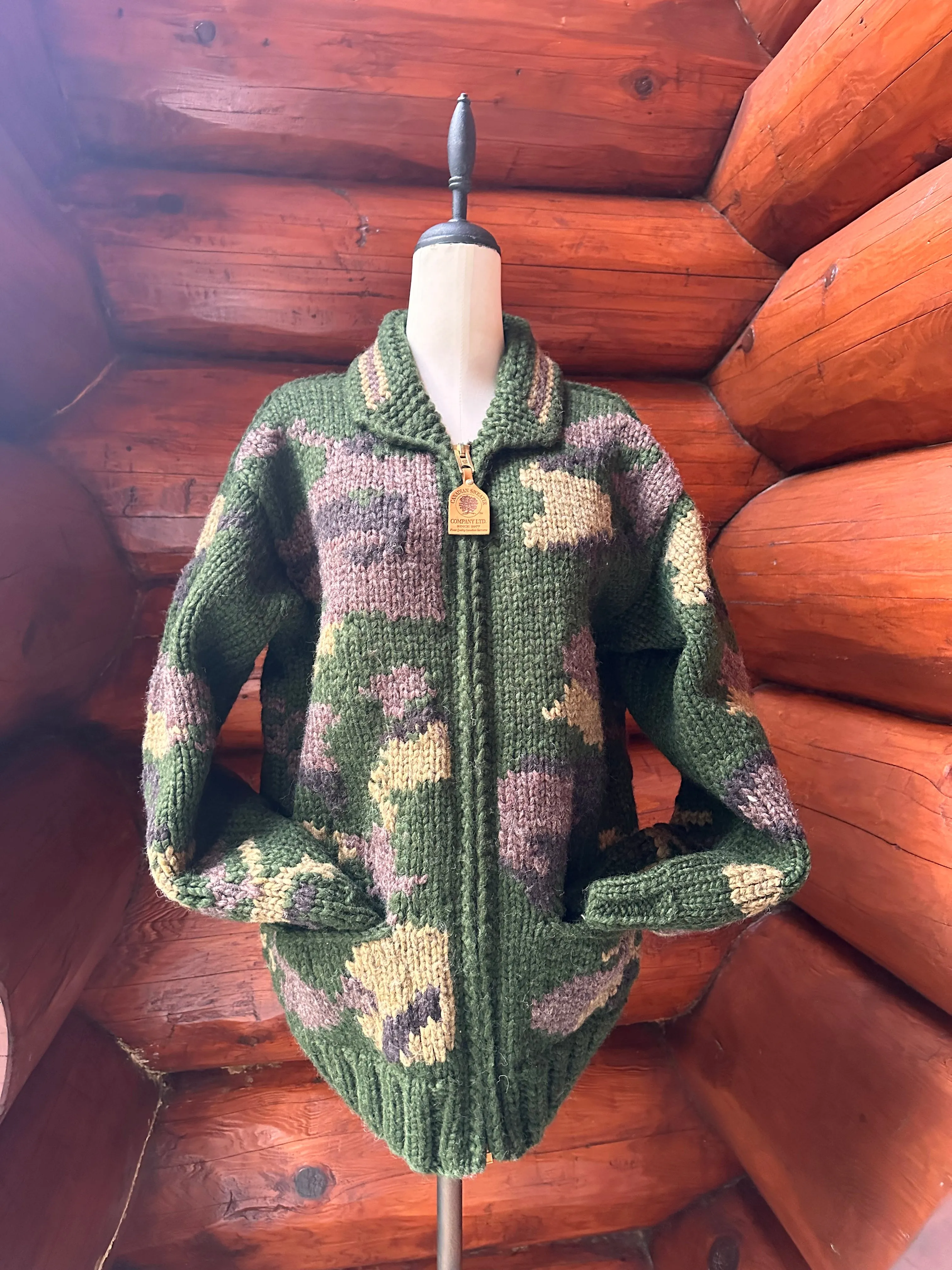 Canadian Knit Sweater - Camo Green