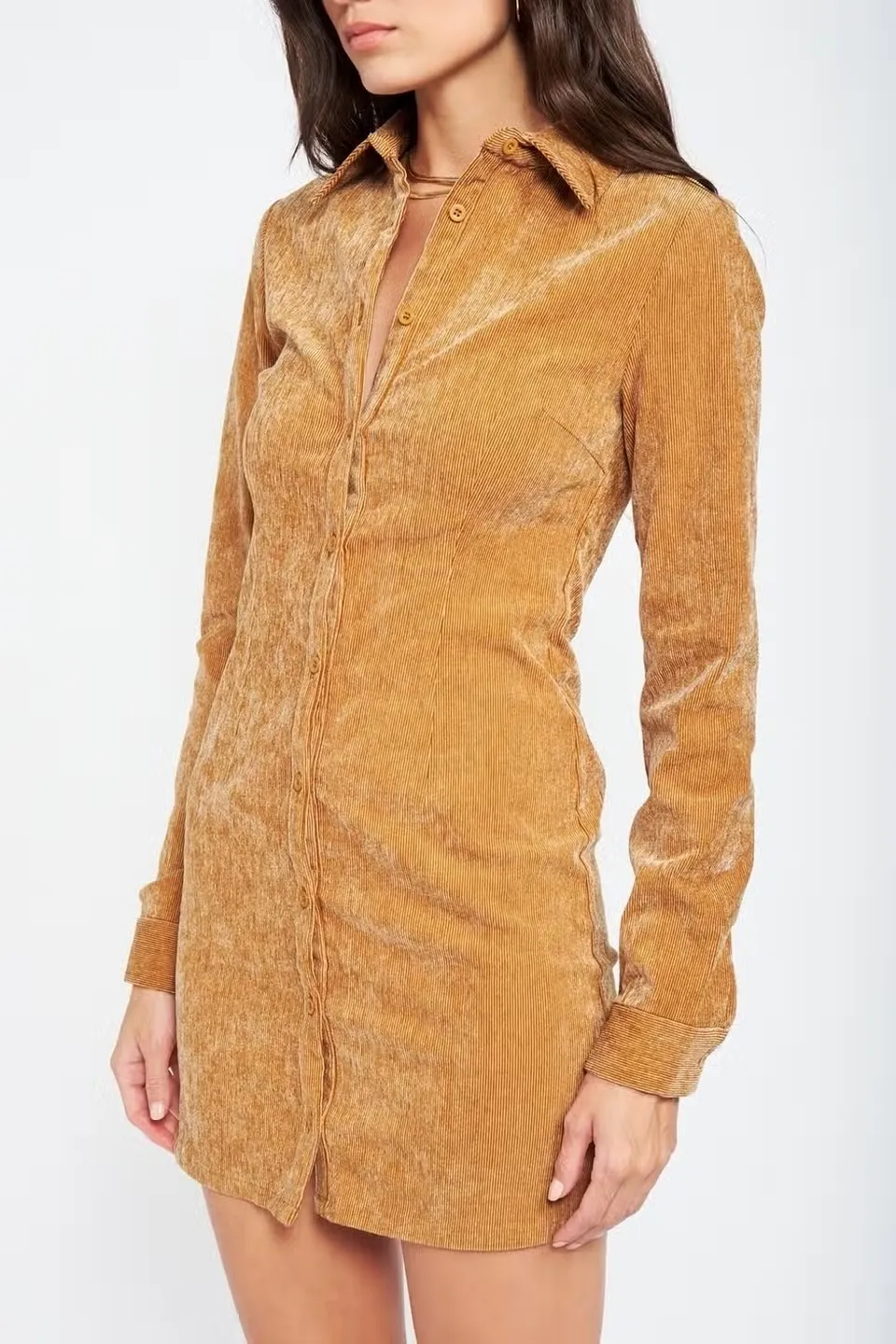 Closer to You Corduroy Dress - Tan