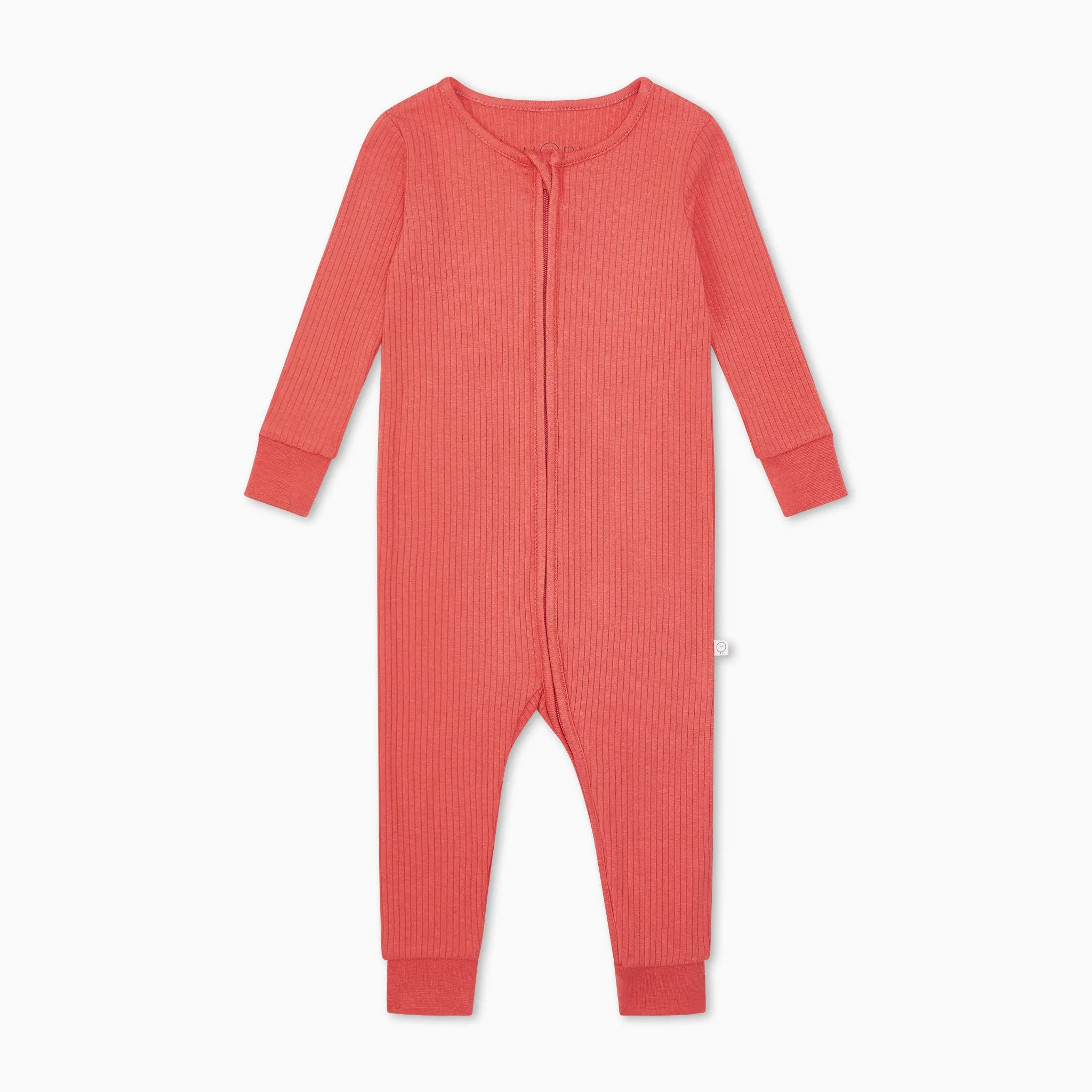 Coral Ribbed Clever Zip Romper