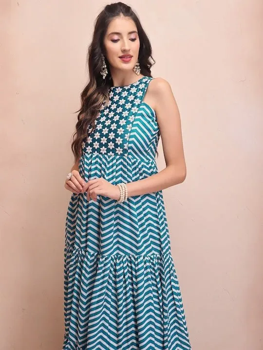 Cotton Fit & Flare Ethnic Dresses