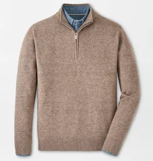 Crescent Quarter-Zip Sweater in Dark Sand by Peter Millar