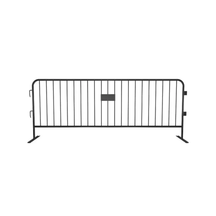 Crowdmaster® Crowd Control Powder Coated Heavy Duty Steel Barricade - Flat Feet - 8.5 Ft Long - Black