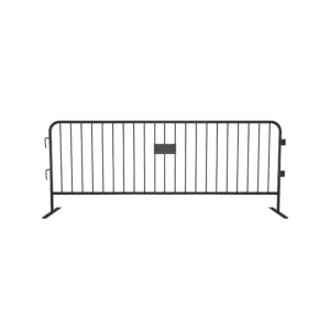 Crowdmaster® Crowd Control Powder Coated Heavy Duty Steel Barricade - Flat Feet - 8.5 Ft Long - Black