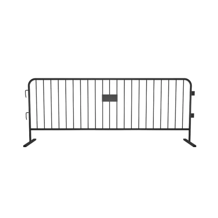 Crowdmaster® Crowd Control Powder Coated Heavy Duty Steel Barricade - HD Flat Feet - 8.5 Ft Long - Black