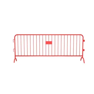 Crowdmaster® Crowd Control Powder Coated  Steel Barricade -  Bridge Feet - 8.5 Ft Long - Red