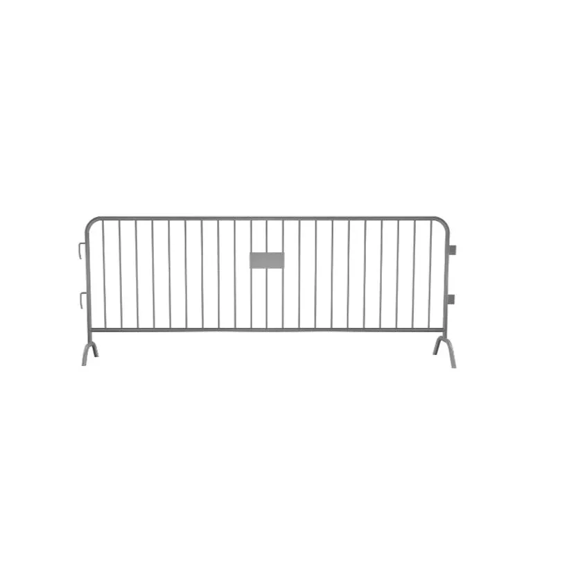 Crowdmaster® Crowd Control Powder Coated  Steel Barricade - Bridge Feet - 8.5 Ft Long - Silver