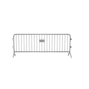 Crowdmaster® Crowd Control Powder Coated  Steel Barricade - Bridge Feet - 8.5 Ft Long - Silver