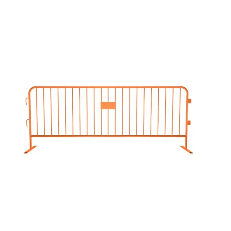 Crowdmaster® Crowd Control Powder Coated Steel Barricade - Flat Feet - 8.5 Ft Long - Orange