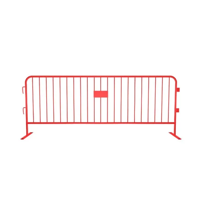 Crowdmaster® Crowd Control Powder Coated  Steel Barricade -  Flat Feet - 8.5 Ft Long - Red