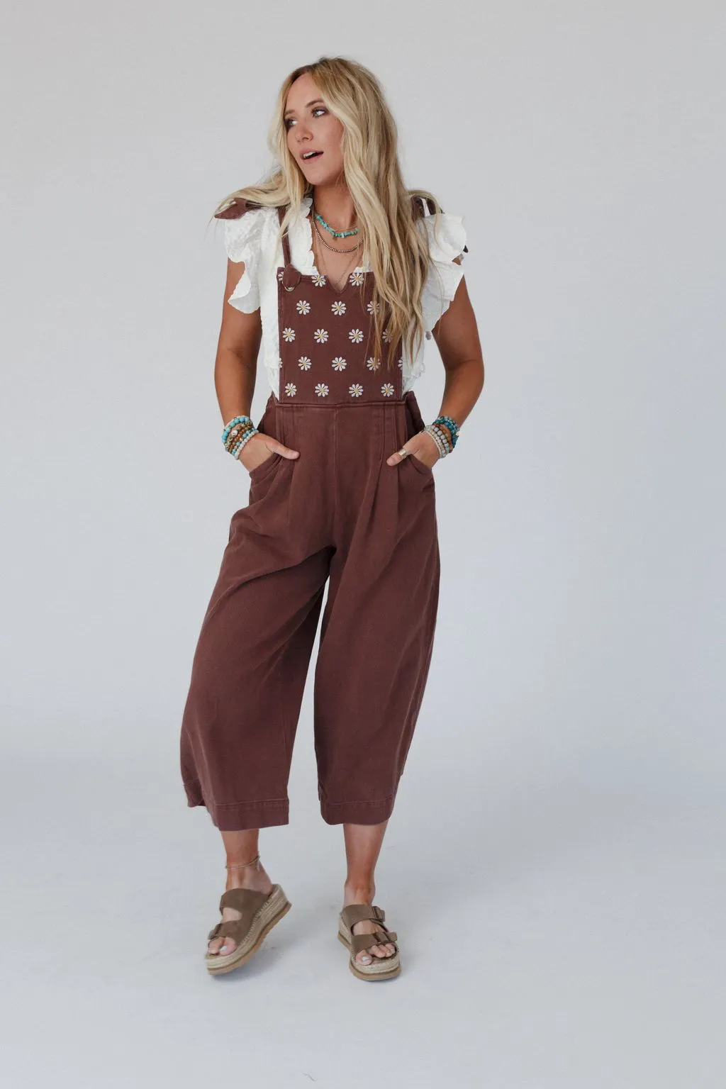 Dashing Daisy Overalls - Brown