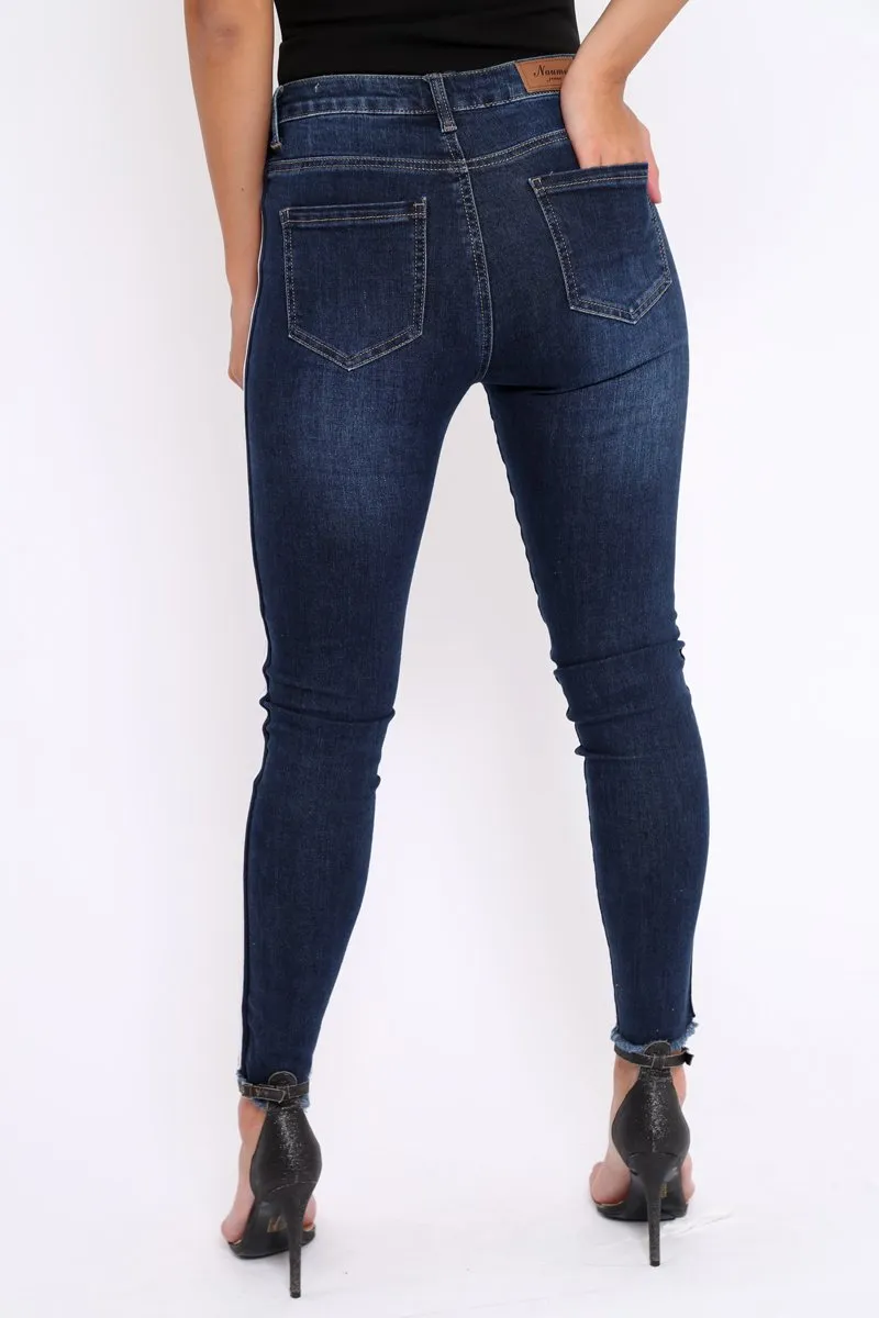 Denim Skinny Jeans with Side Stripes - Hana