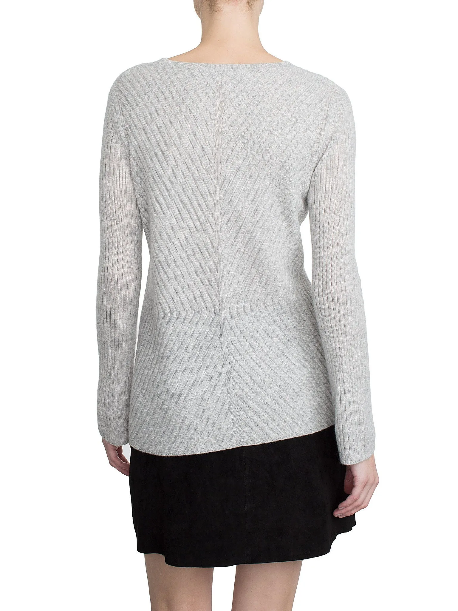 Directional Rib Vneck Silver Heather