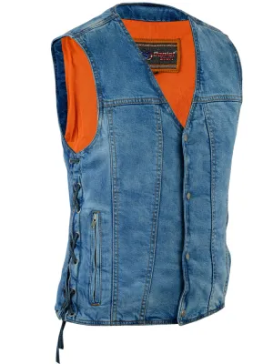 DM905BU Men's Single Back Panel Concealed Carry Denim Vest