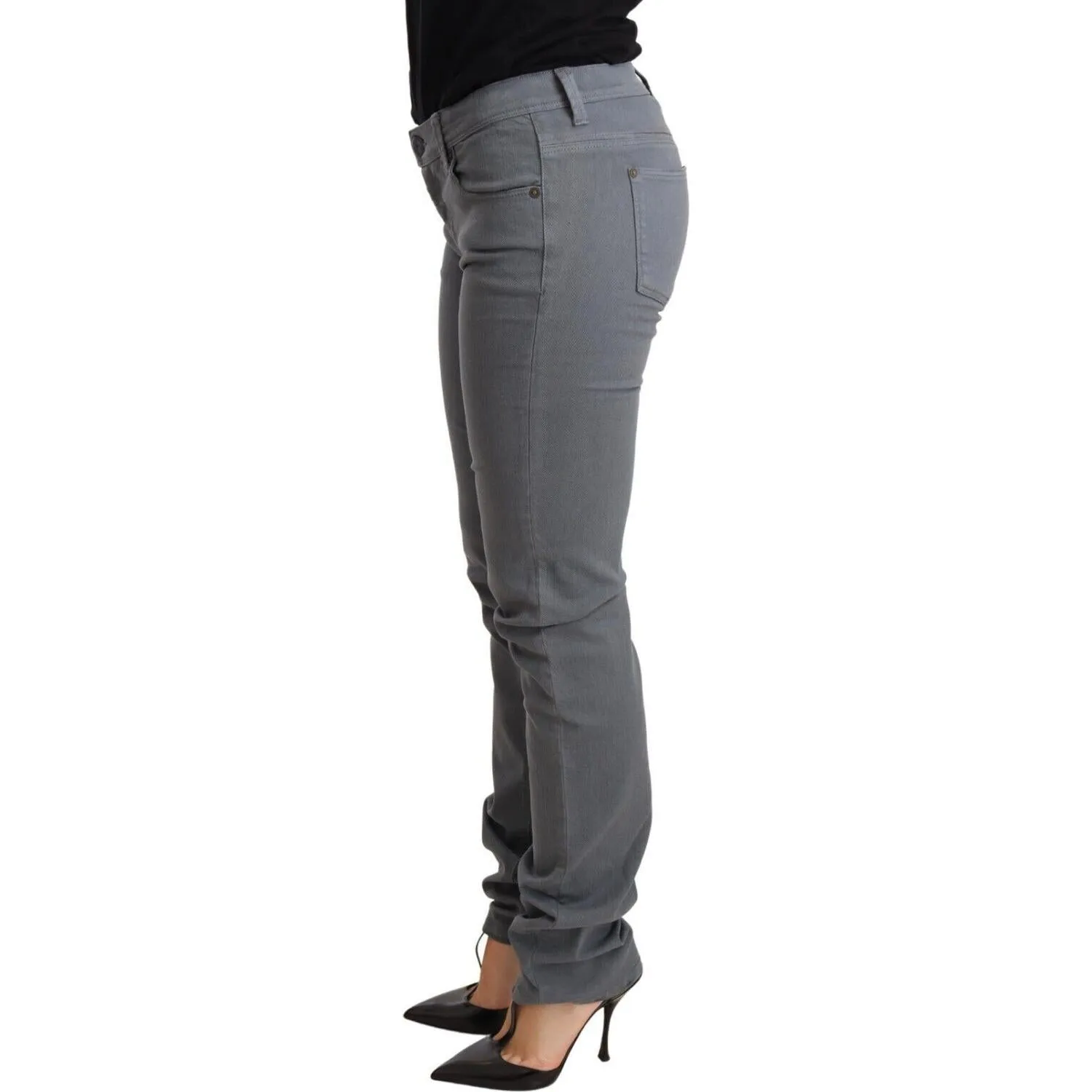 Ermanno Scervino Sleek Gray Low Waist Skinny Jeans