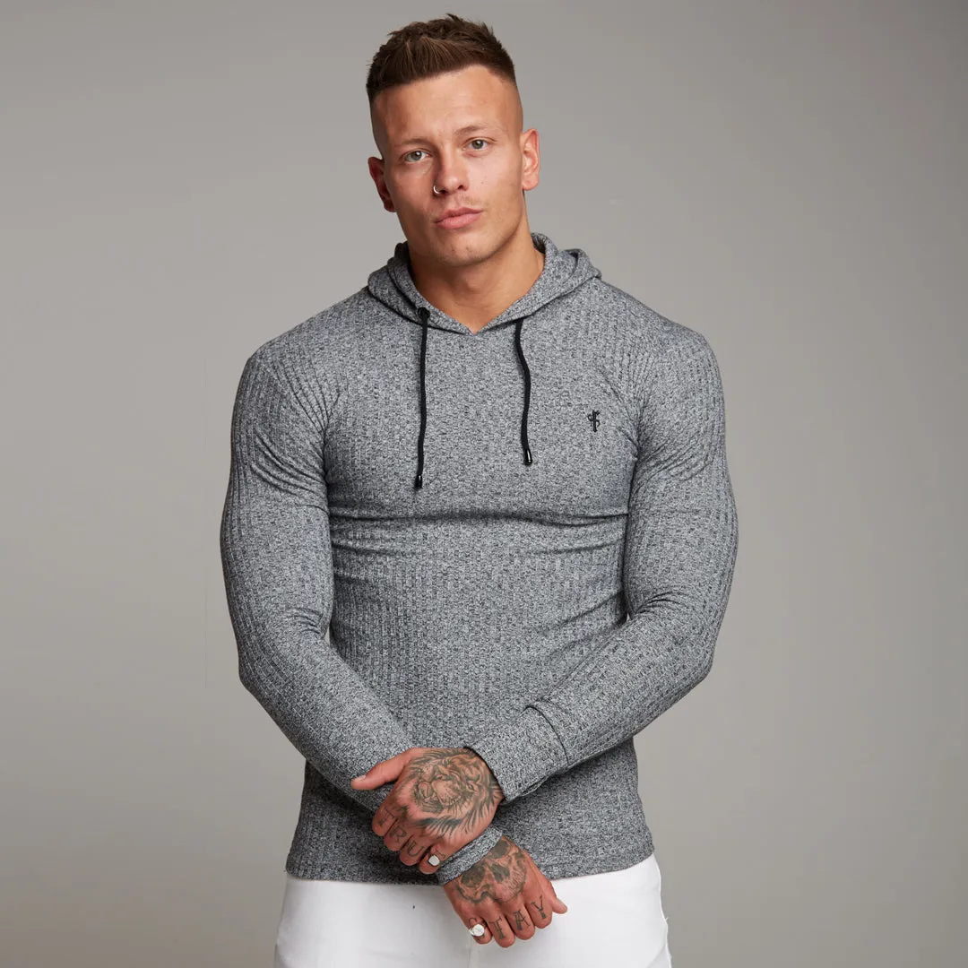 Father Sons Classic Grey & Black Ribbed Knit Hoodie Jumper - FSH174