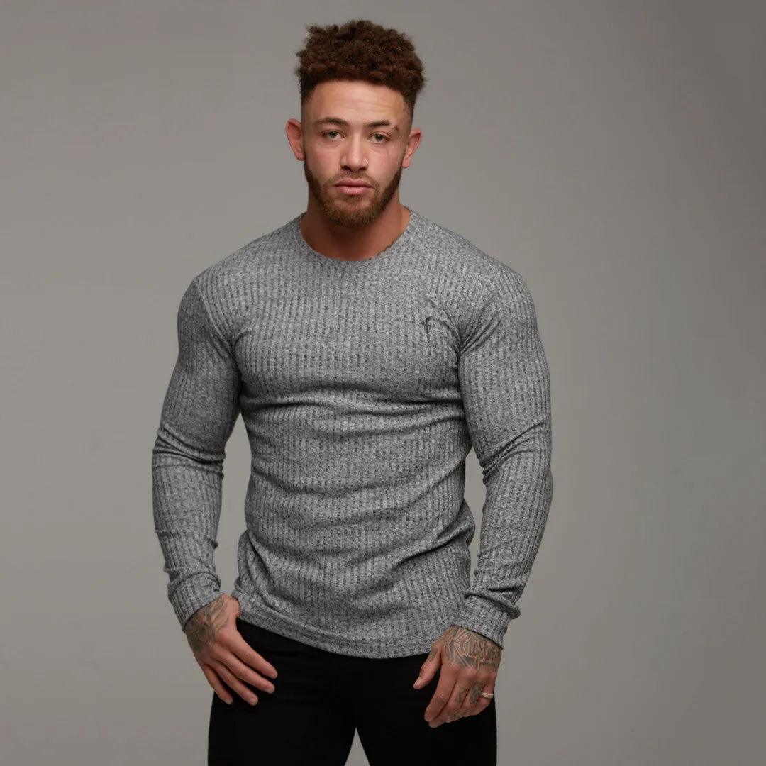 Father Sons Classic Grey & Black Ribbed Knit Sweater - FSH079