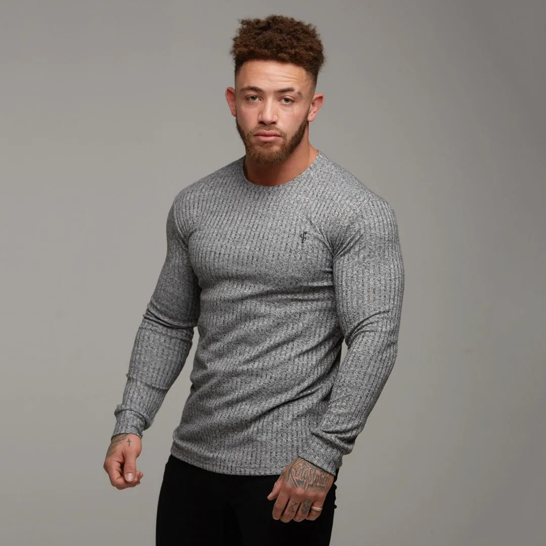 Father Sons Classic Grey & Black Ribbed Knit Sweater - FSH079