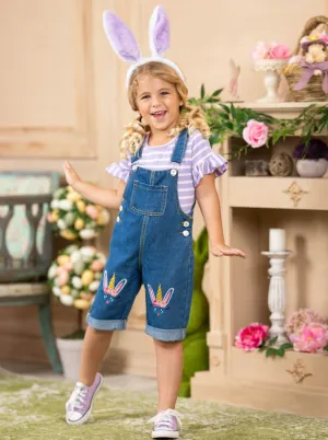 Girls Carefree Days Top with Denim Overall Set