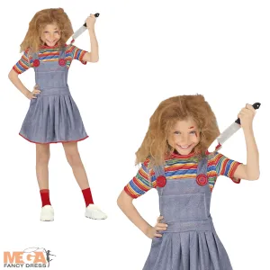 Girls Chucky Killer Doll Halloween Fancy Dress Costume