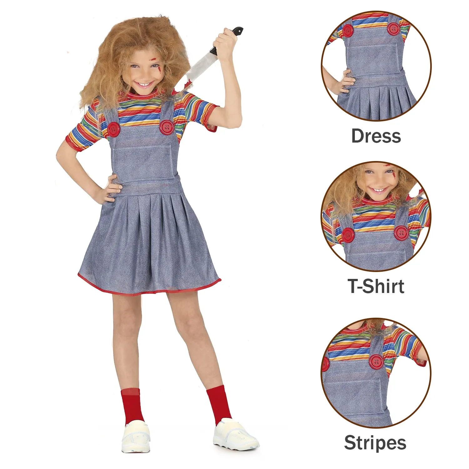 Girls Chucky Killer Doll Halloween Fancy Dress Costume