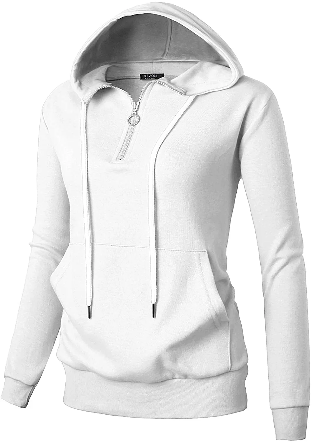 GIVON Womens Comfortable Long Sleeve Lightweight Zip-up Hoodie with Kanga Pocket(XS~4XL)