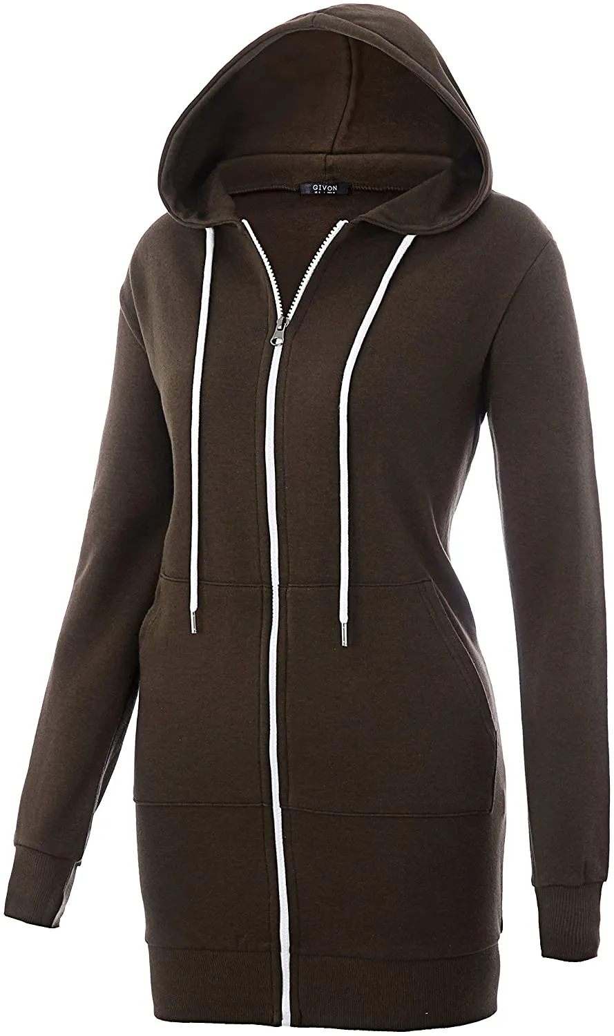 GIVON Womens Comfortable Long Sleeve Lightweight Zip-up Hoodie with Kanga Pocket(XS~4XL)