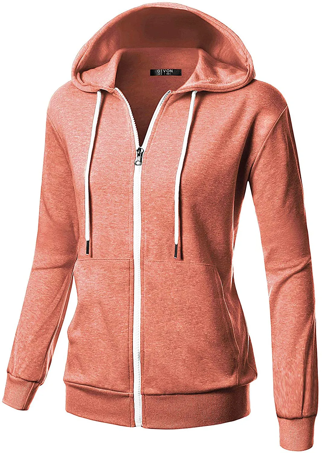 GIVON Womens Comfortable Long Sleeve Lightweight Zip-up Hoodie with Kanga Pocket(XS~4XL)