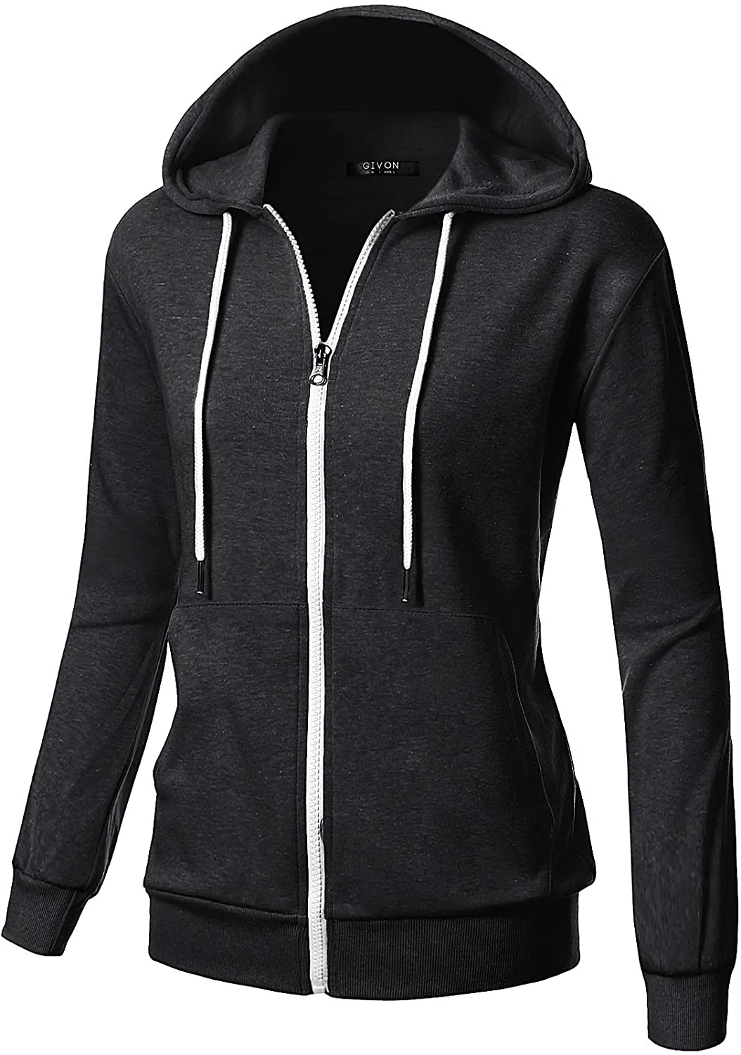 GIVON Womens Comfortable Long Sleeve Lightweight Zip-up Hoodie with Kanga Pocket(XS~4XL)