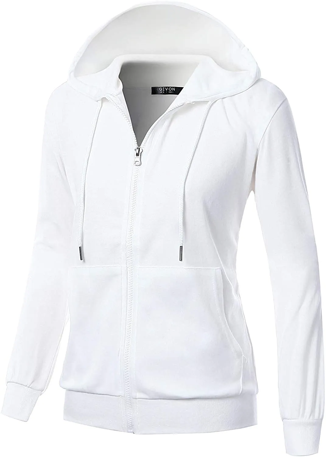 GIVON Womens Comfortable Long Sleeve Lightweight Zip-up Hoodie with Kanga Pocket(XS~4XL)