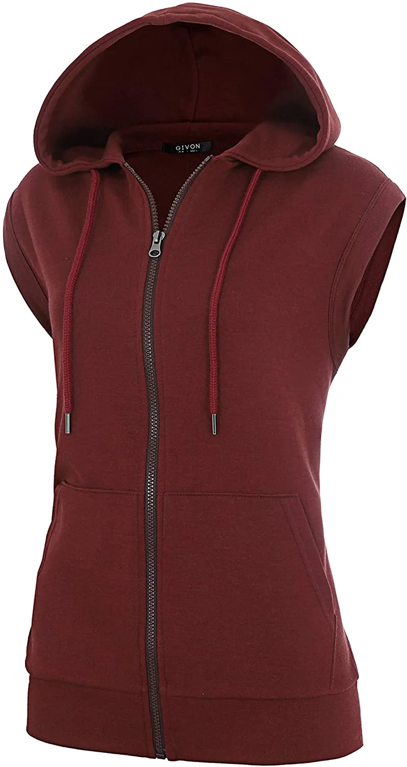 GIVON Womens Comfortable Long Sleeve Lightweight Zip-up Hoodie with Kanga Pocket(XS~4XL)