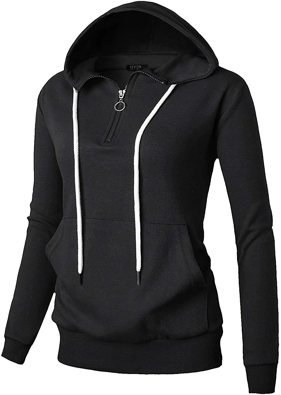 GIVON Womens Comfortable Long Sleeve Lightweight Zip-up Hoodie with Kanga Pocket(XS~4XL)