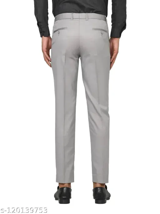 Haul Chic Grey Slim Fit Formal Trouser Pant For Men