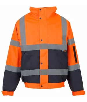 Hi Vis Orange/Navy Two Tone Bomber Jacket