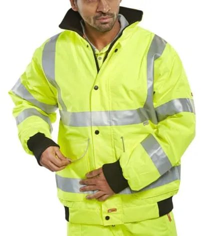 Hi Vis Waterproof Super Bomber Jacket Vi Viz Class 3 En471 -Beeswift Bd75