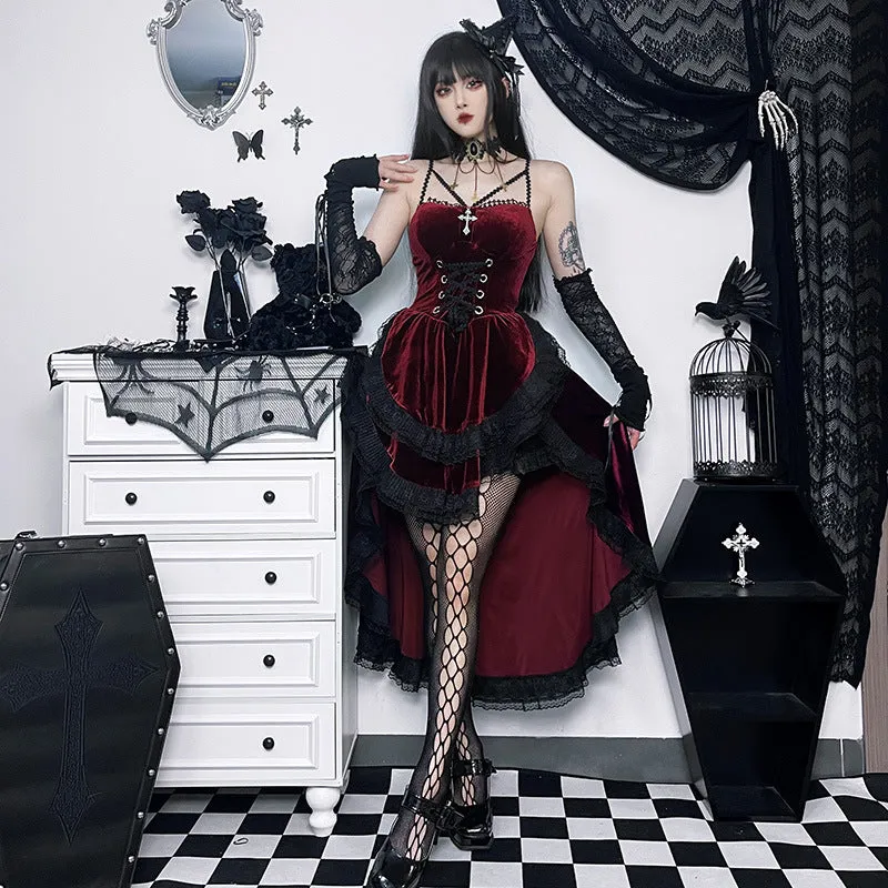 Historical Victorian Goth Velvet Slim Cross Dress