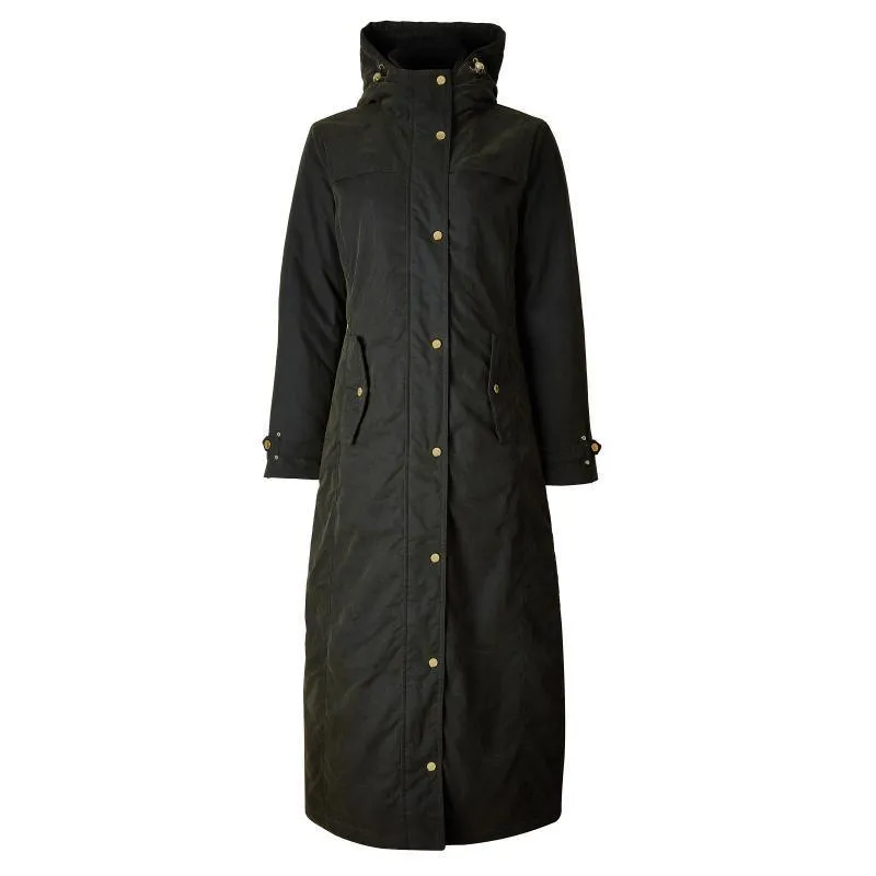 Holland Cooper Wax Longline Ladies Field Coat - Dark Olive