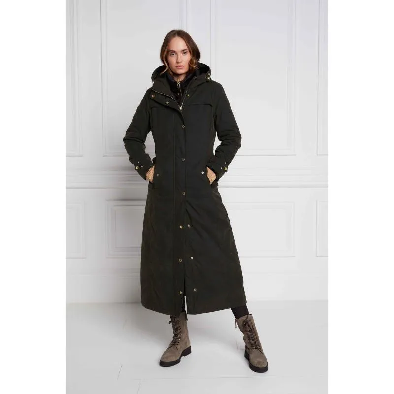 Holland Cooper Wax Longline Ladies Field Coat - Dark Olive