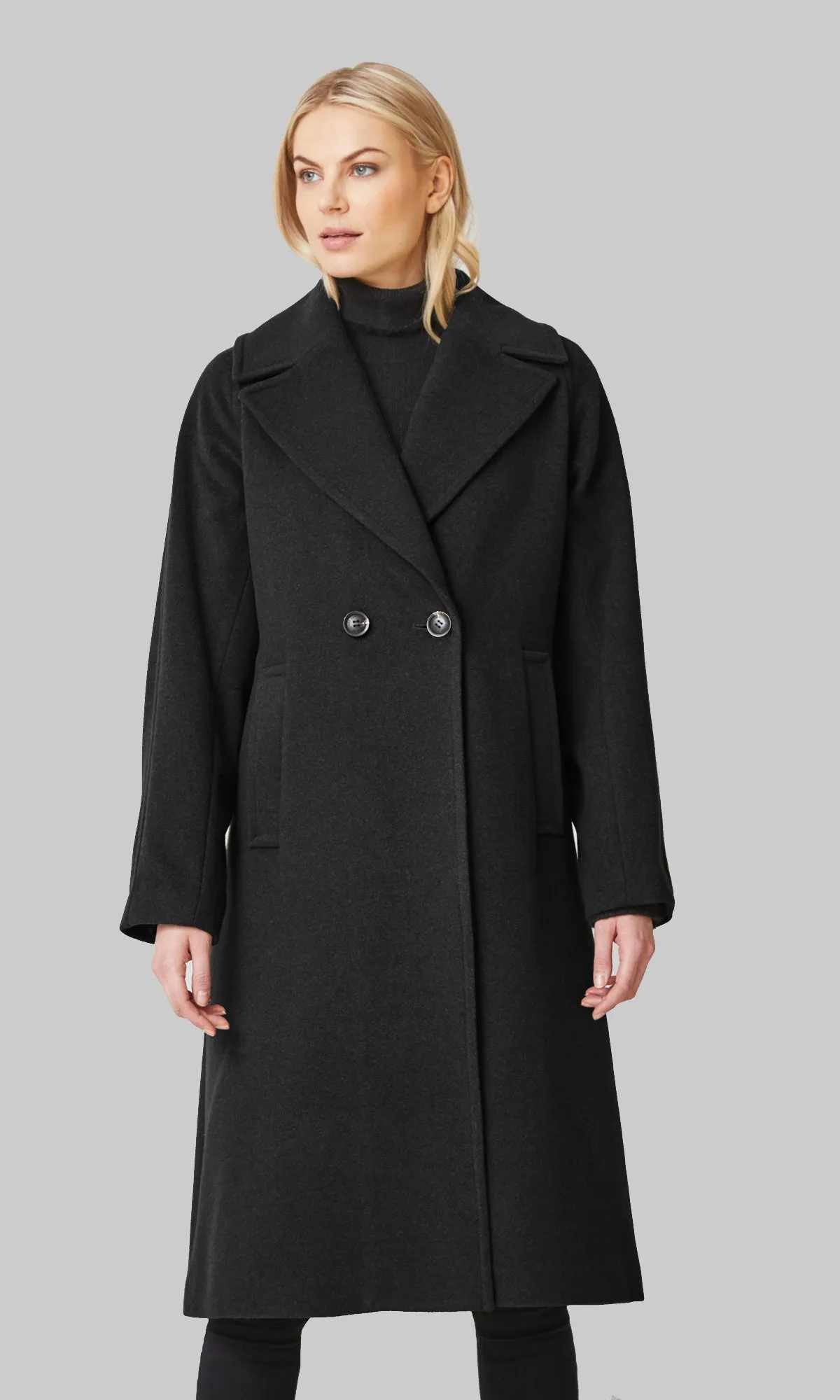 INGE Long Wool Coat with Notch Collar 1215