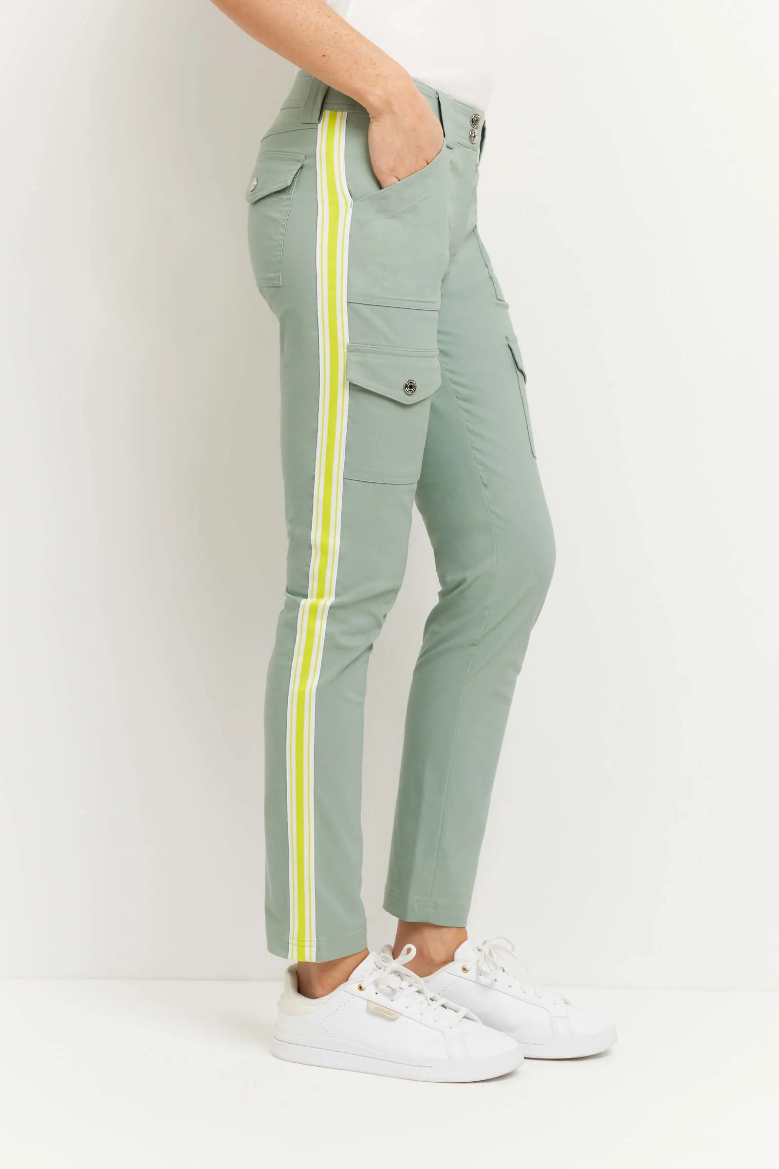 Kate Skinny Cargo Pant with Stripe