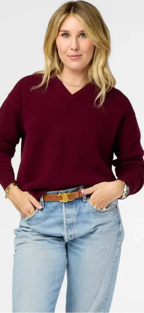 KERRI ROSENTHAL-Frenchy Cashmere Sweater Burgundy