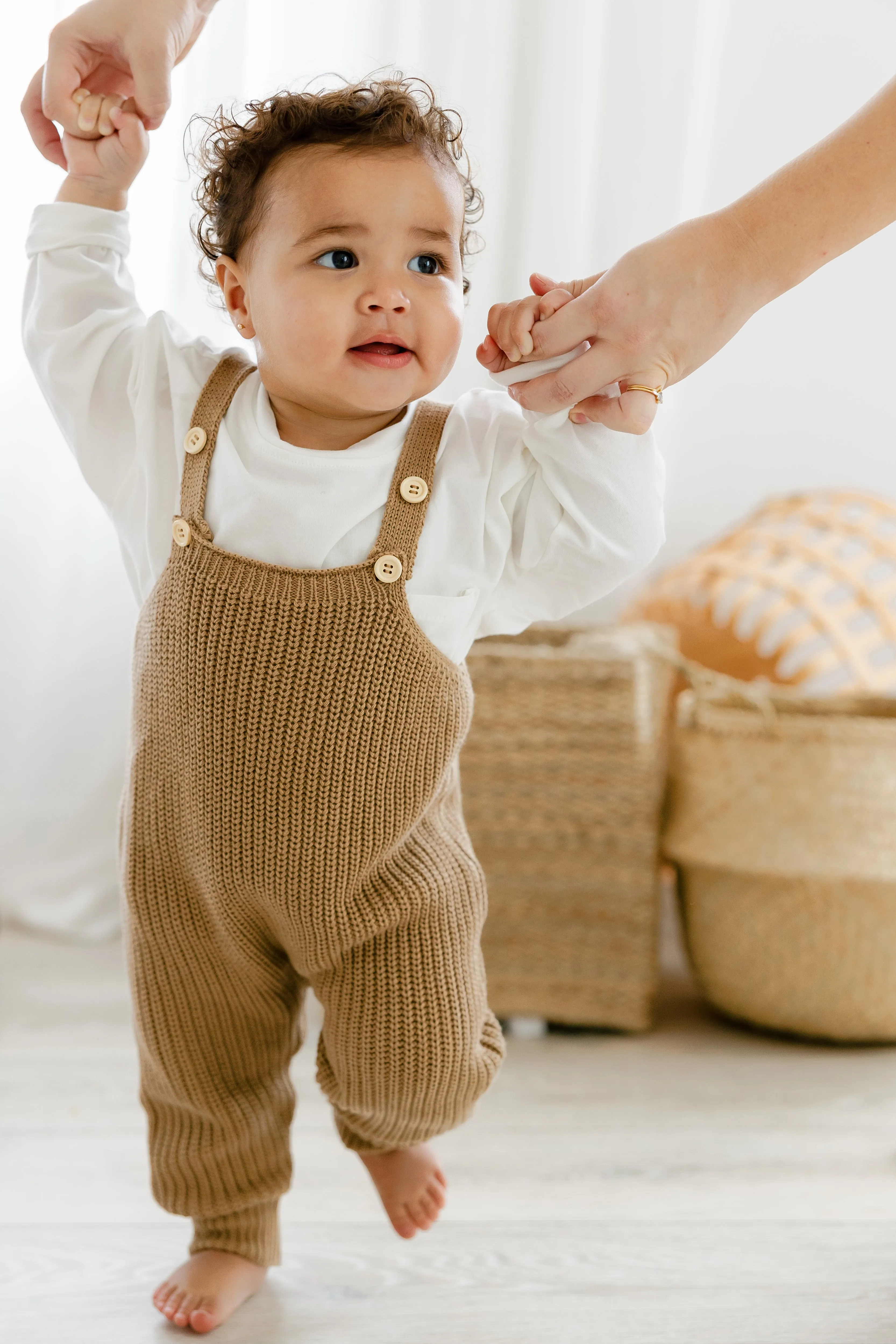 Knit Overalls in Brown