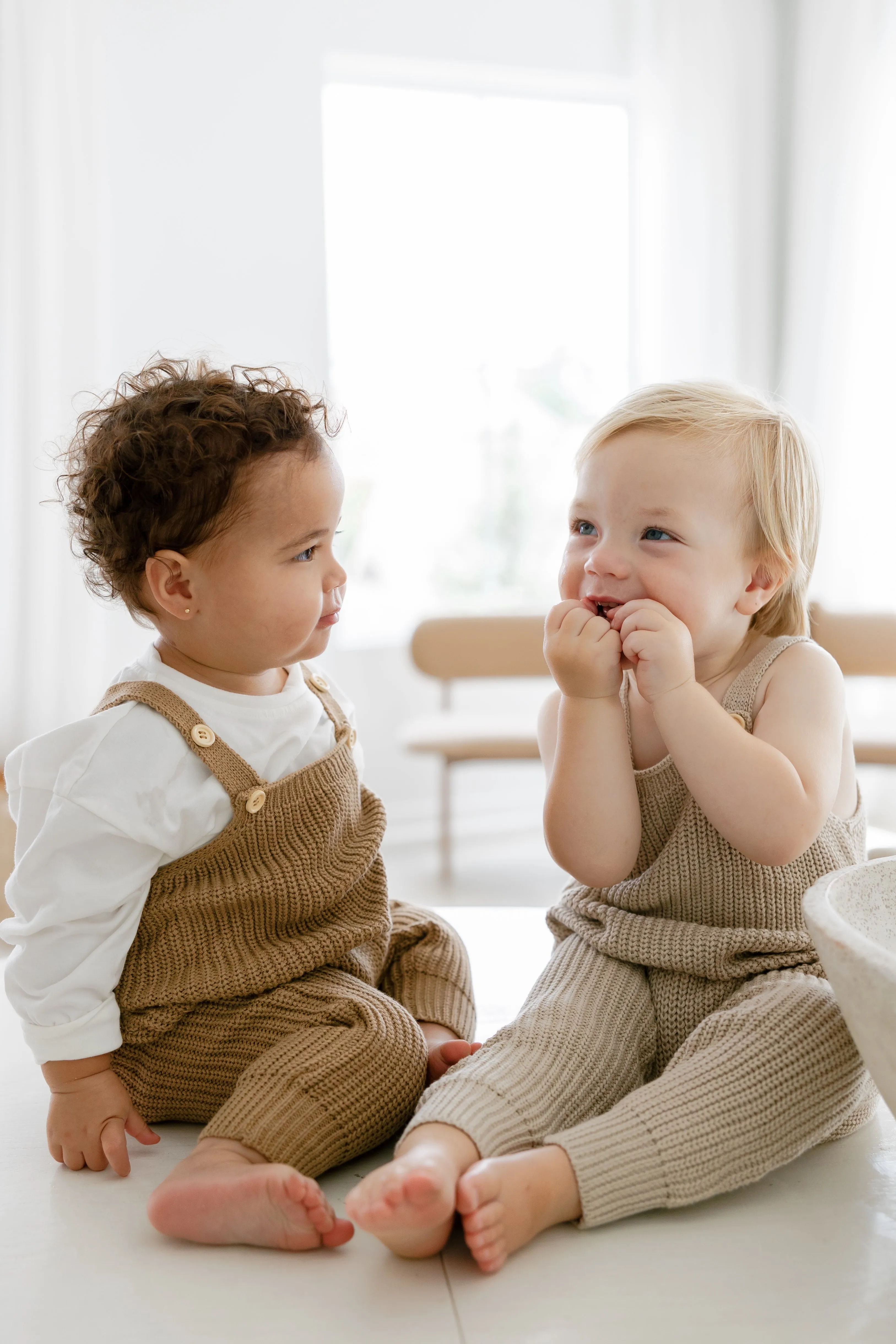 Knit Overalls in Brown